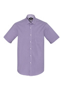 Newport Short Sleeve Mini-Check Shirt - Men - Purple Reign