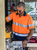 Taped Hi Vis Polyester Mesh Short Sleeve Polo Shirt