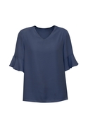 Aria Fluted Sleeve Blouse - Women - Storm Blue