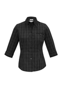 Harper 3/4 Sleeve Check Shirt - Women - Black/Silver