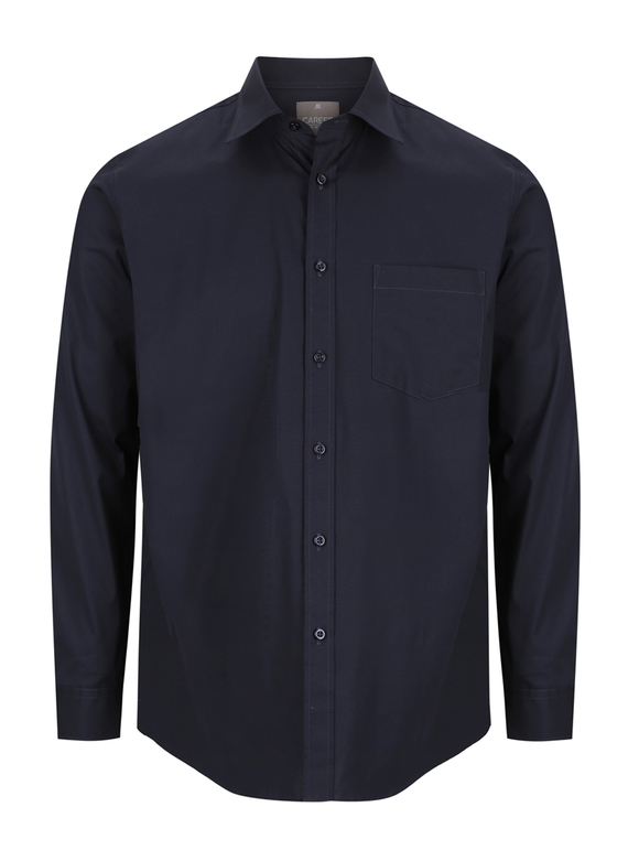 Olsen Cotton Stretch Contemporary Fit Shirt - Men  - Navy