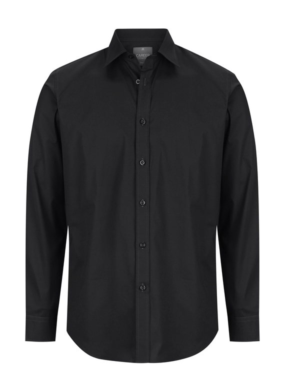 Olsen Cotton Stretch Slim Fit Shirt - Men - Black