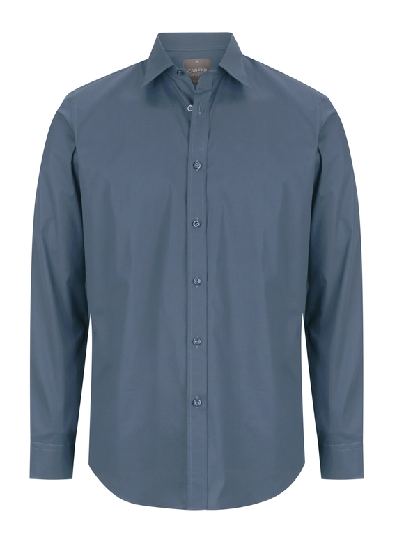 Olsen Cotton Stretch Slim Fit Shirt - Men - Denim