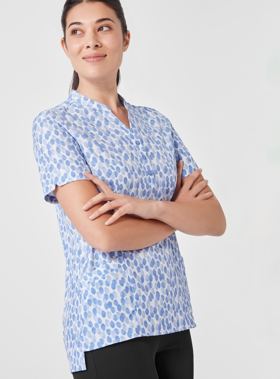 Florence Stardust Print Stretch Short Sleeve Tunic - Women - Mid Blue