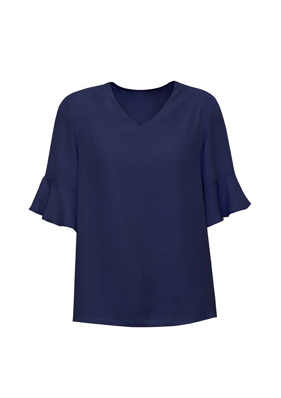Aria Fluted Sleeve Blouse - Women - Navy