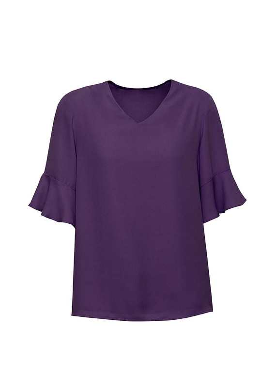 Aria Fluted Sleeve Blouse - Women - Purple Reign