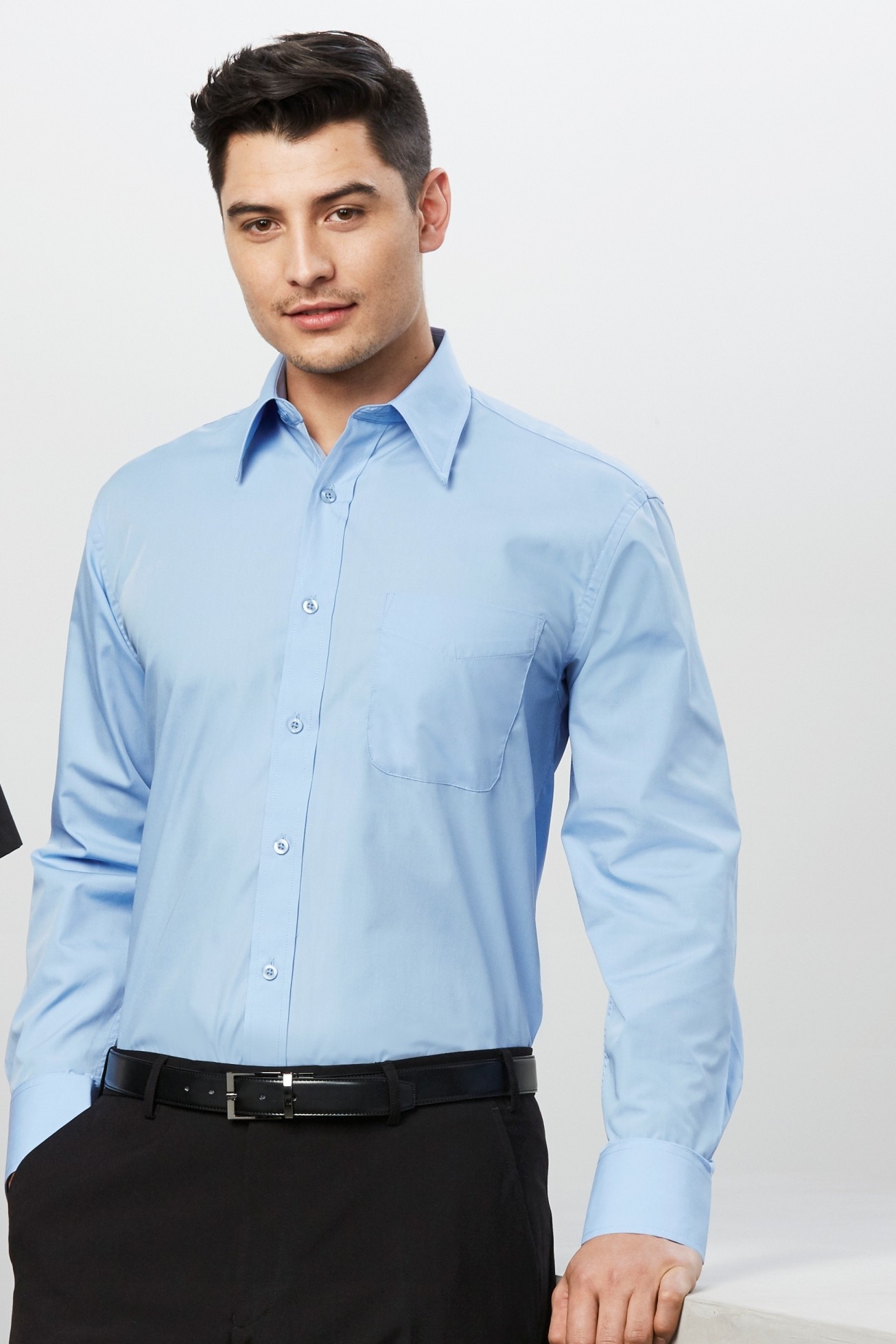 Download Buy Mens Base Poplin Long Sleeve Shirt in NZ | The Uniform ...